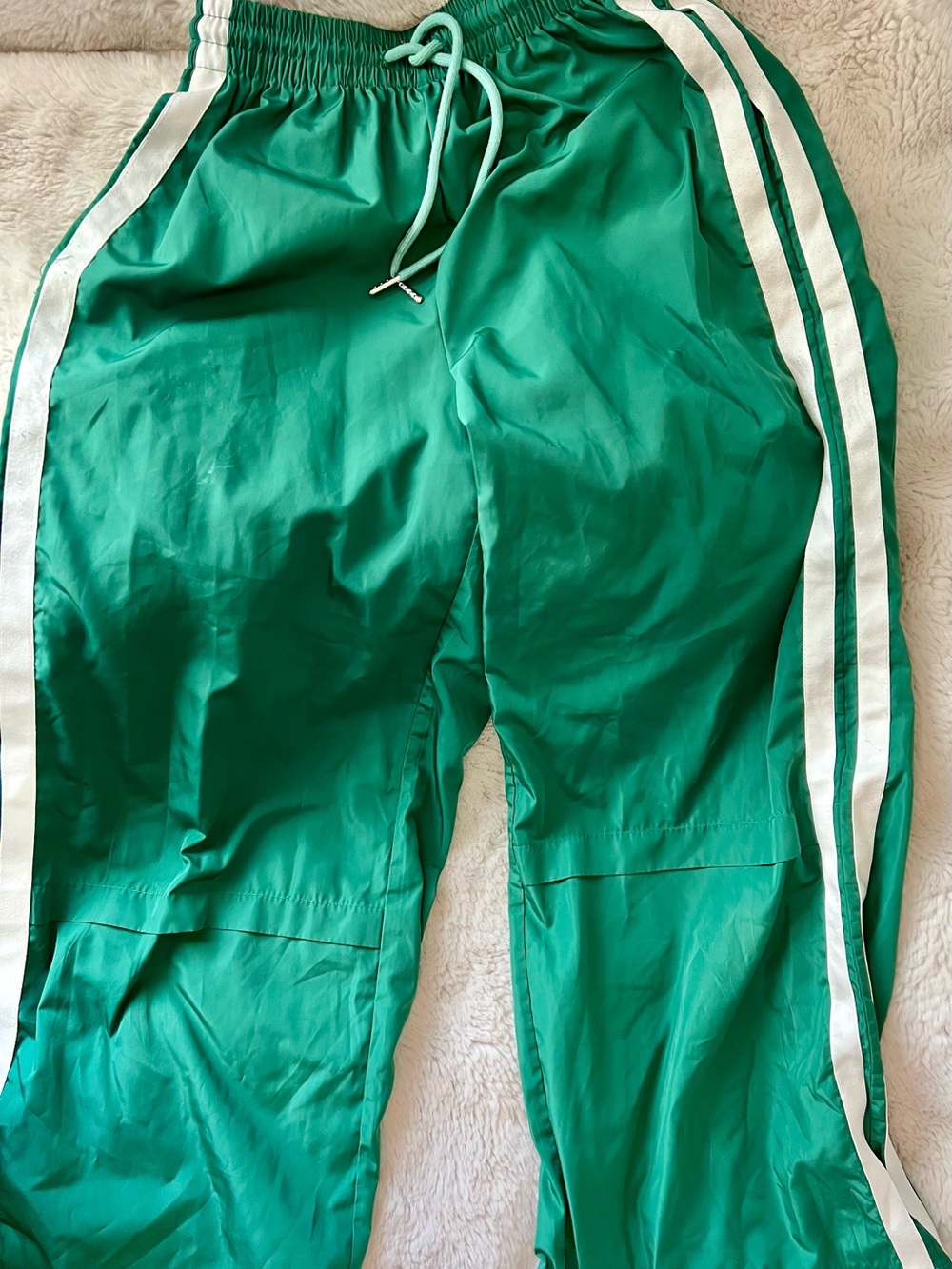 Edikted Green Track Pants with White Stripes